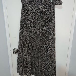 BARDOT pleated leopard midi skirt
